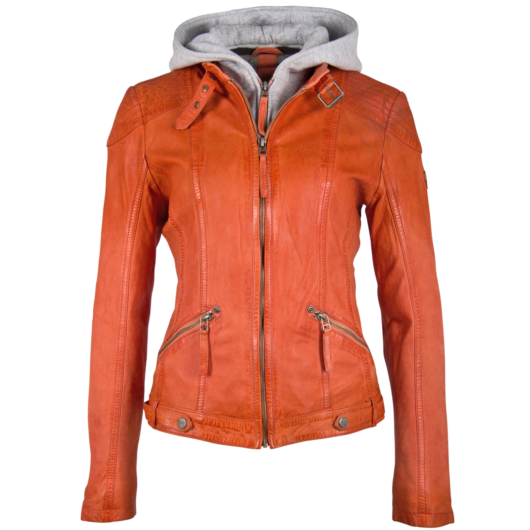 Biker Lederjacke mit Kapuze